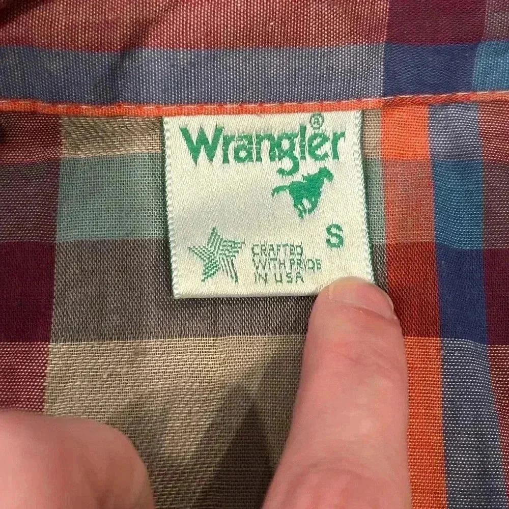 Vintage 80s Wrangler Misses Striped Shirt Button Down Ladies Size S Made in USA - Picture 4 of 8